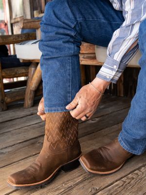 Men's Square Toe All Around Western Boot In Ginger | forum.iktva.sa