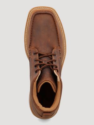 lace up moc toe boots