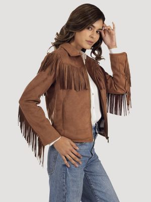 Women's Wrangler® Faux Leather Fringe Jacket | Women's JACKETS