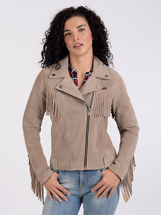 Women's Wrangler® Leather Fringe Jacket