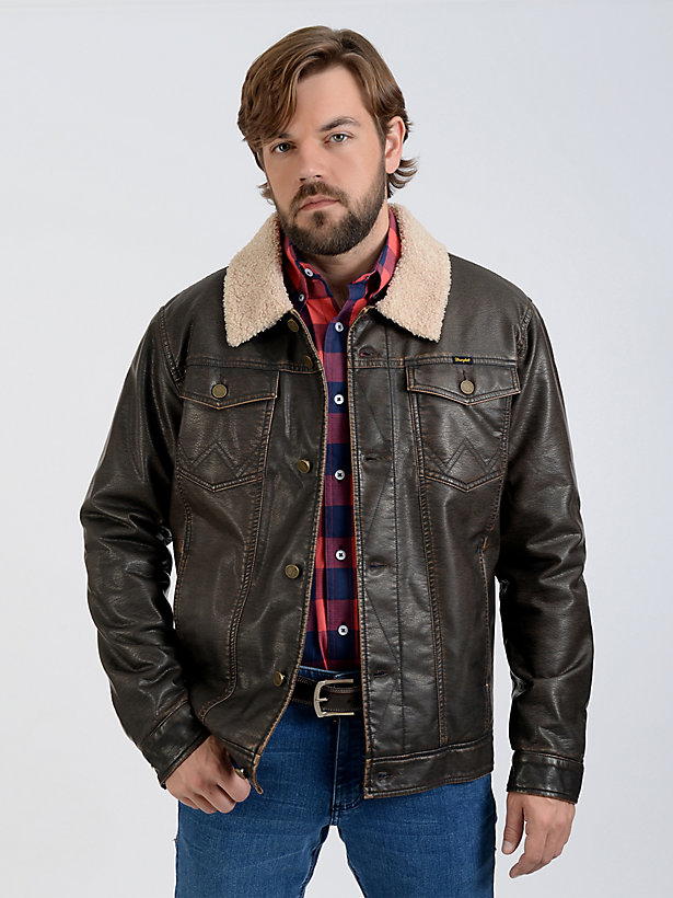 Men's Wrangler® Faux Leather Trucker Jacket