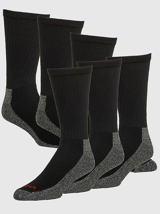Men's Wrangler Performance Crew Work Socks (6-Pack) in Black