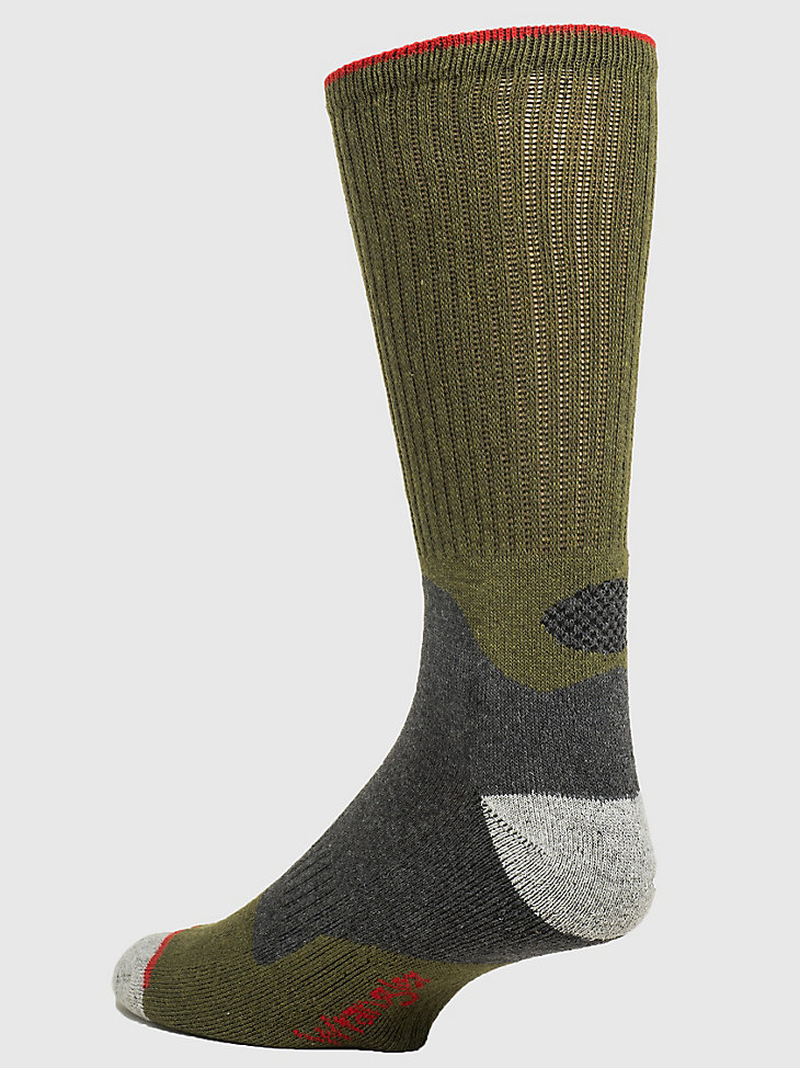 Men's Wrangler Mid-Weight Crew Work Socks (3-Pack) in Army Green alternative view