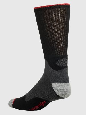 Men's Wrangler Mid-Weight Crew Marbled Work Socks (3-Pack) in Black