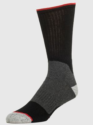 Men's Wrangler Mid-Weight Crew Marbled Work Socks (3-Pack) in Black
