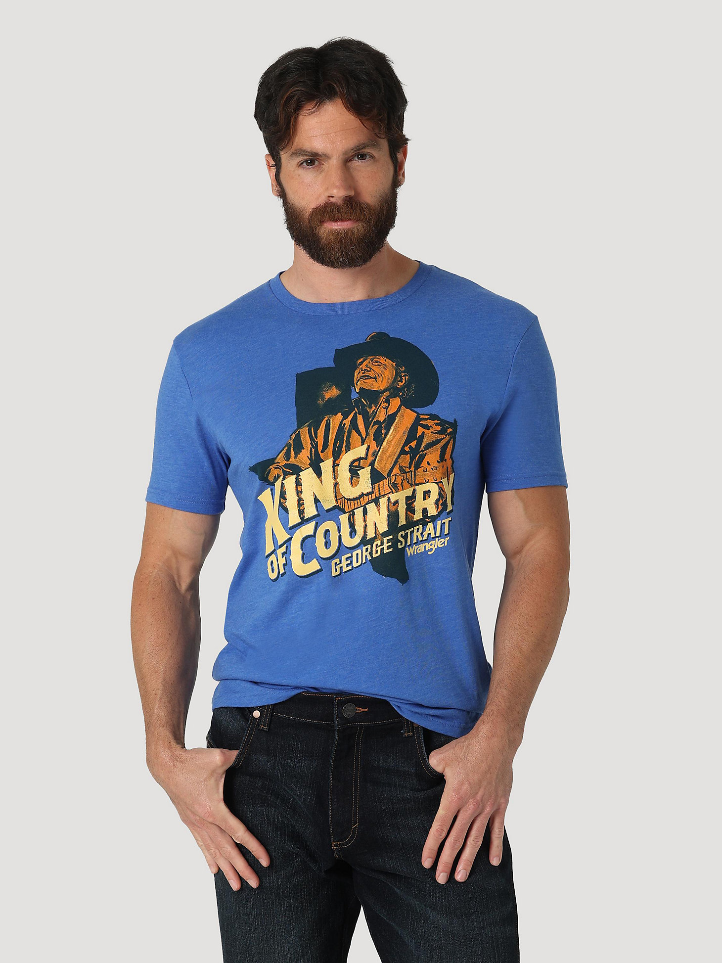 Men's George Strait Simple King of Country Graphic T-Shirt in Royal Blue Heather main view