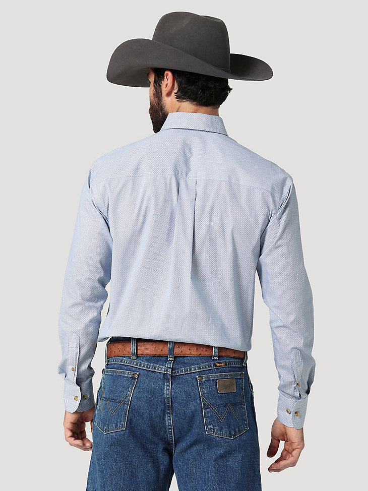 Men's George Strait Long Sleeve Two Pocket Button Down Print Shirt in Blue Eye alternative view