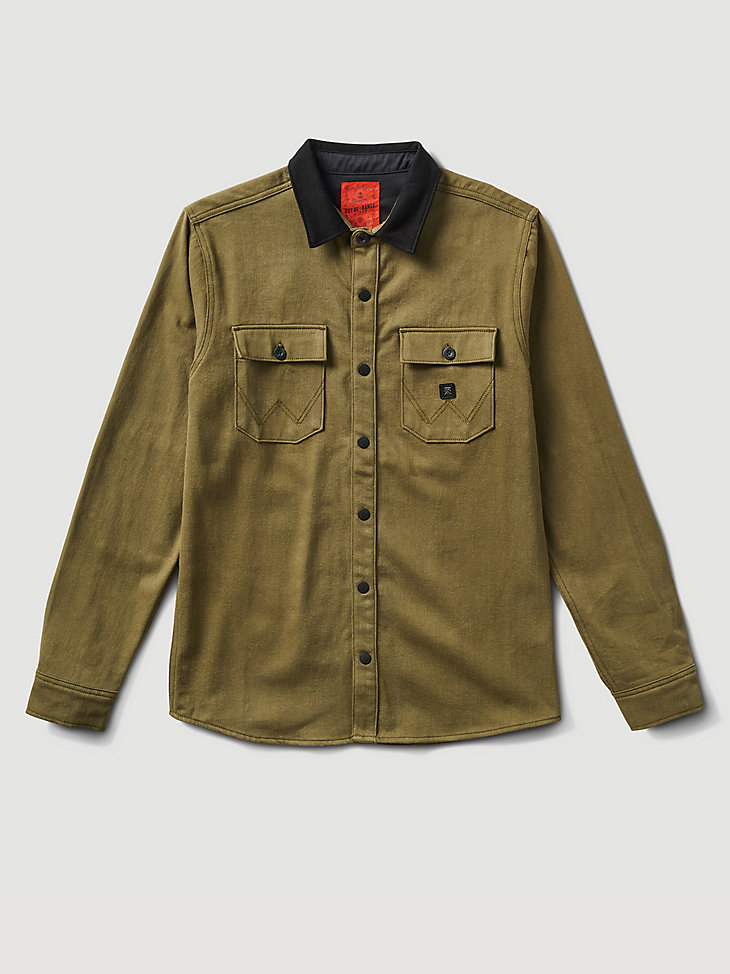 Roark x Wrangler® Nordsman Twill Flannel Shirt in Army main view