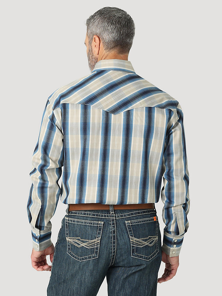 Men's Wrangler® FR Flame Resistant Long Sleeve Western Snap Plaid Shirt in Bungalow alternative view