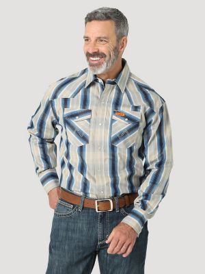 Men's Wrangler® FR Flame Resistant Long Sleeve Western Snap Plaid