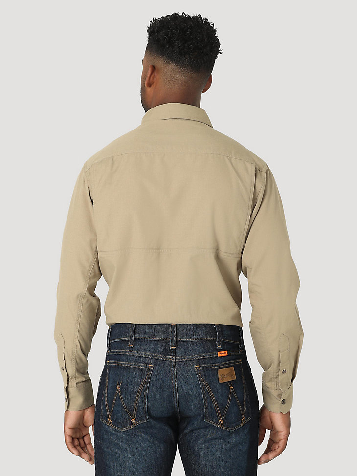 FR Flame Resistant 20X Long Sleeve Vented Work Shirt in Khaki alternative view