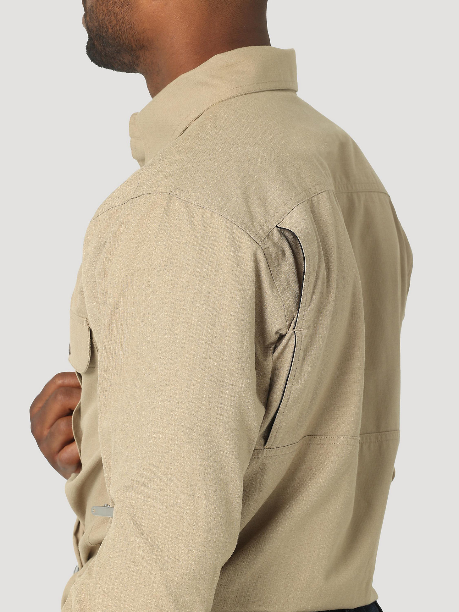 FR Flame Resistant 20X Long Sleeve Vented Work Shirt in Khaki alternative view 4