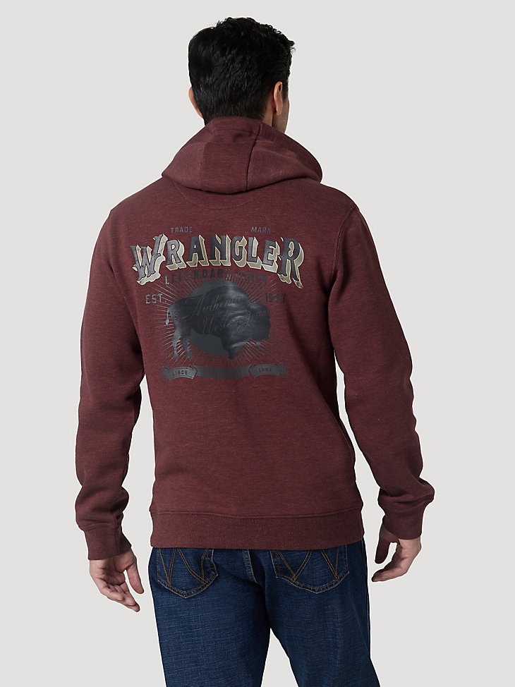 Men's Long Sleeve Authentic Western Buffalo Pullover Hoodie in Burgundy Heather alternative view