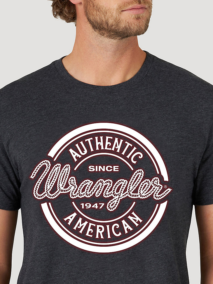 Men's Authentic American Wrangler Graphic T-Shirt in Caviar Heat alternative view 2
