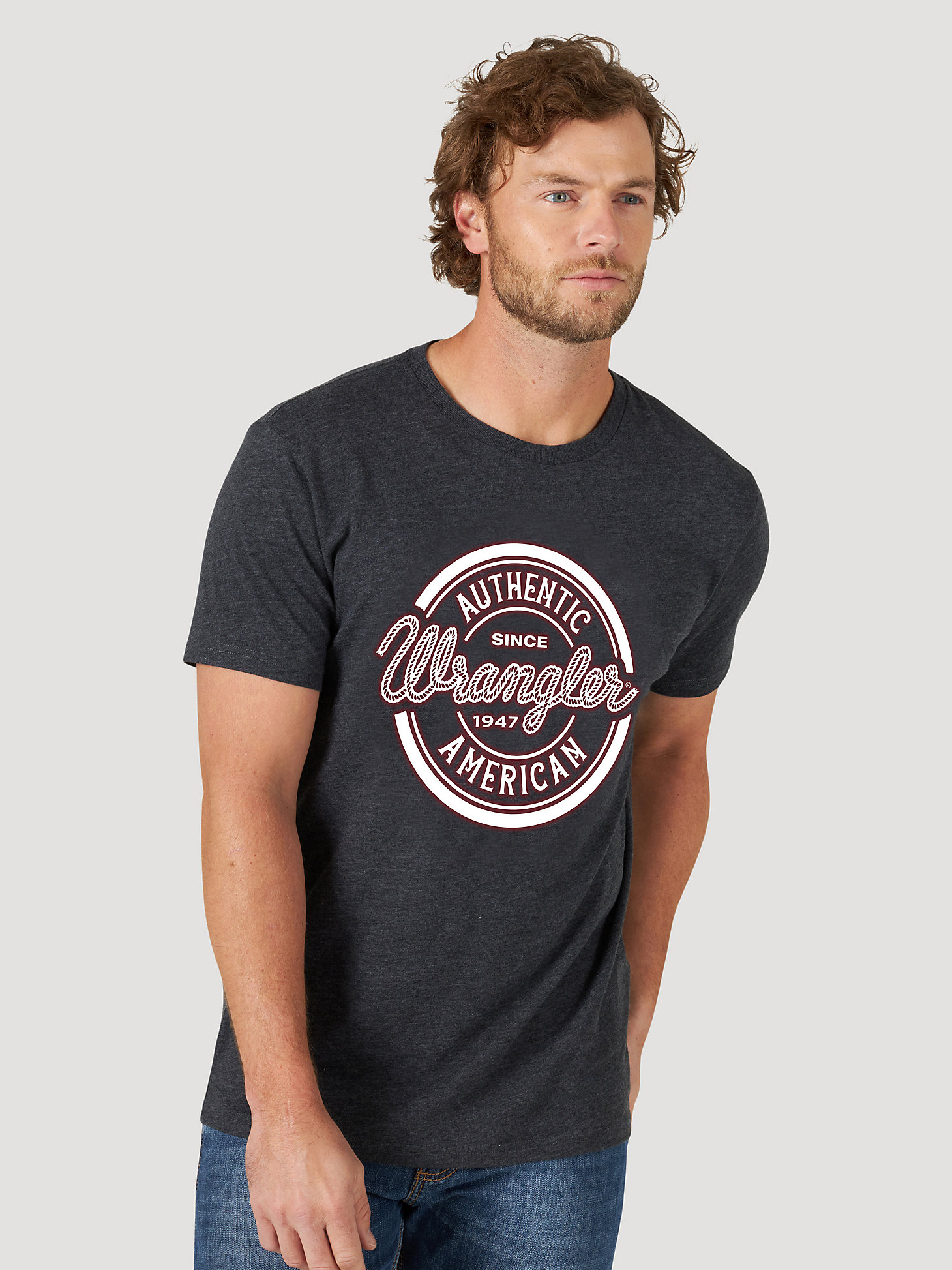 Men's Authentic American Wrangler Graphic T-Shirt in Caviar Heat main view