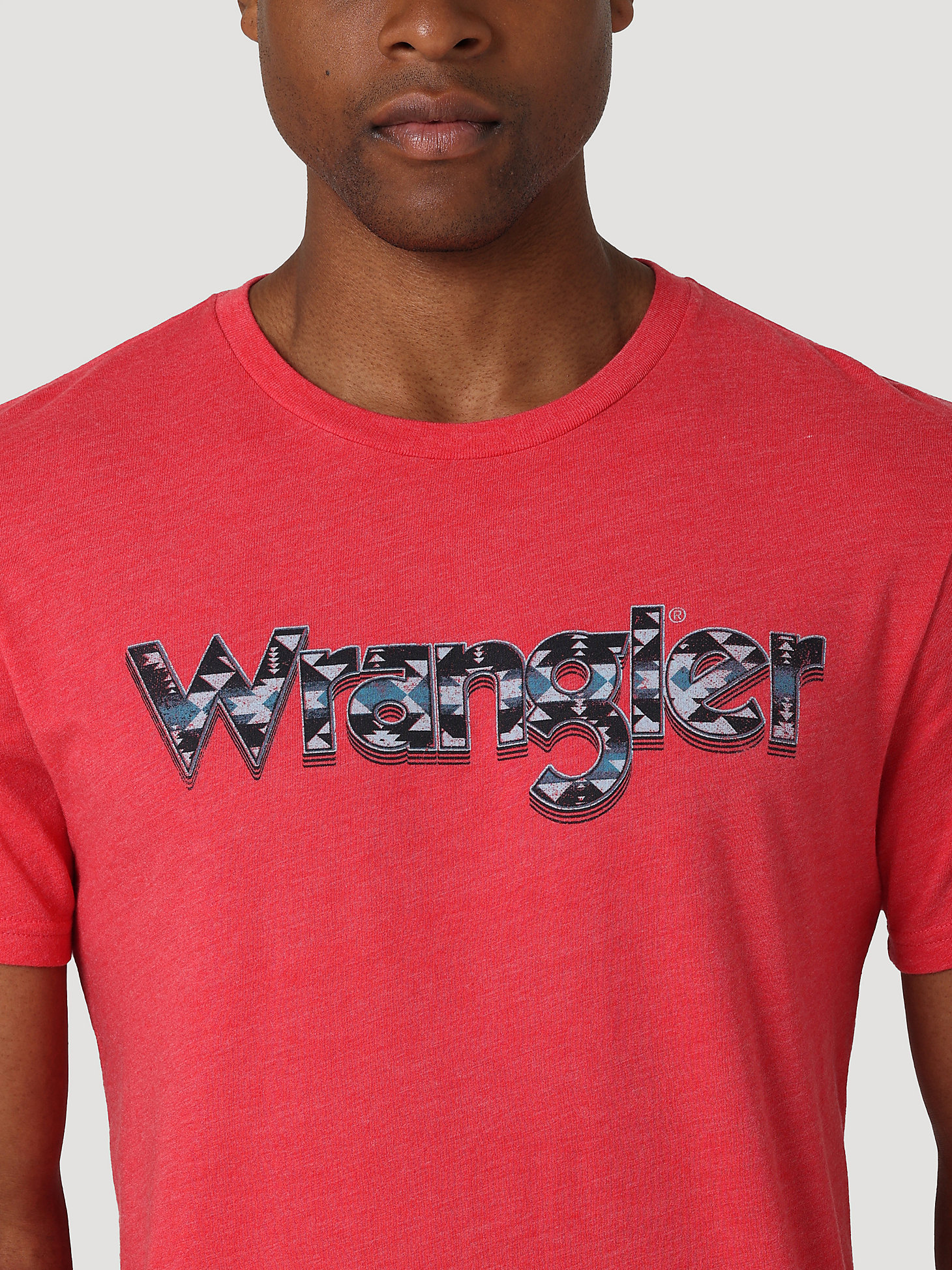 Men's Geo Wrangler Logo T-Shirt in Red Heather alternative view 2
