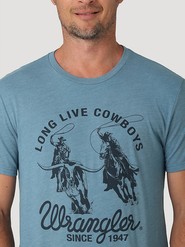 Men's Long Live Cowboys Graphic T-Shirt in Medium Blue alternative view 2