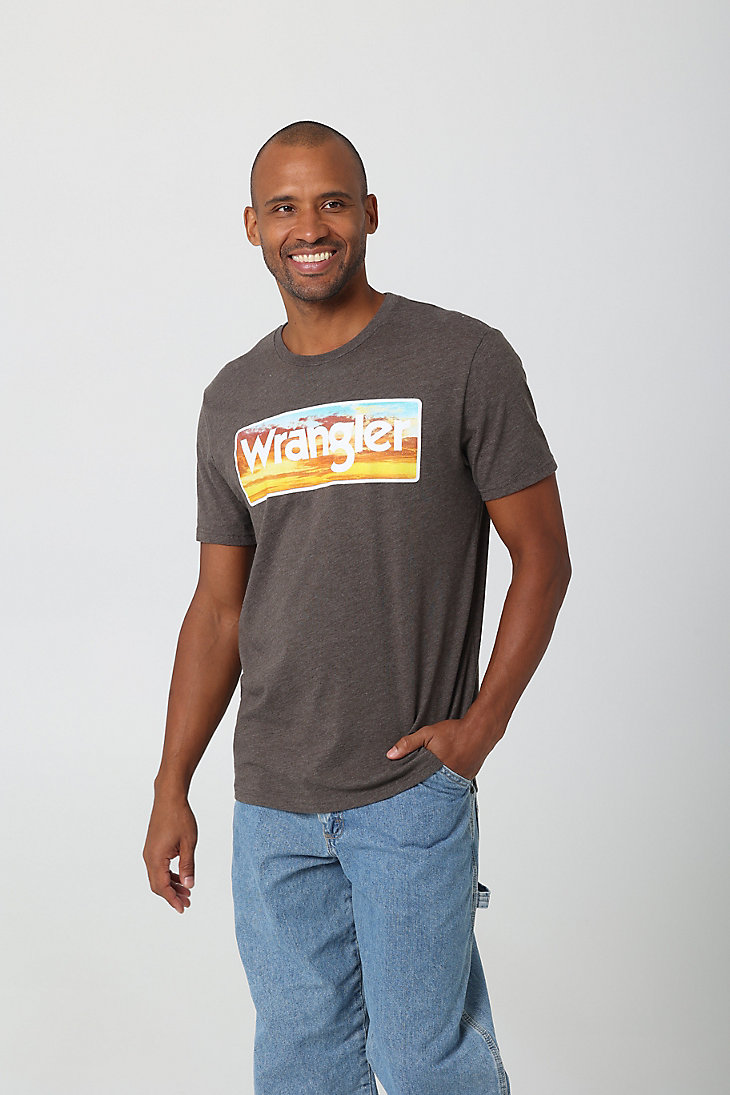 Men's Wrangler Sunrise Logo T-Shirt in Brown Heather alternative view