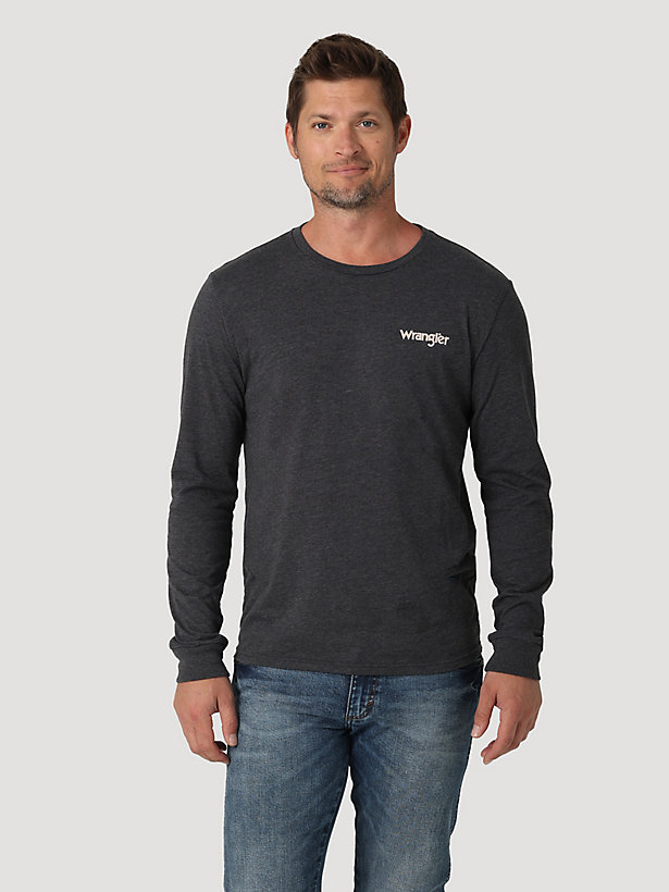 Men's Long Sleeve Carved Cowboy Graphic T-Shirt