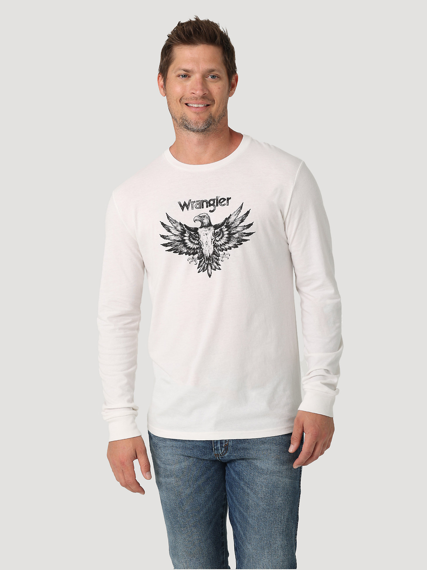 Men's Long Sleeve Eagle in Flight Graphic T-Shirt in Marshmallow main view