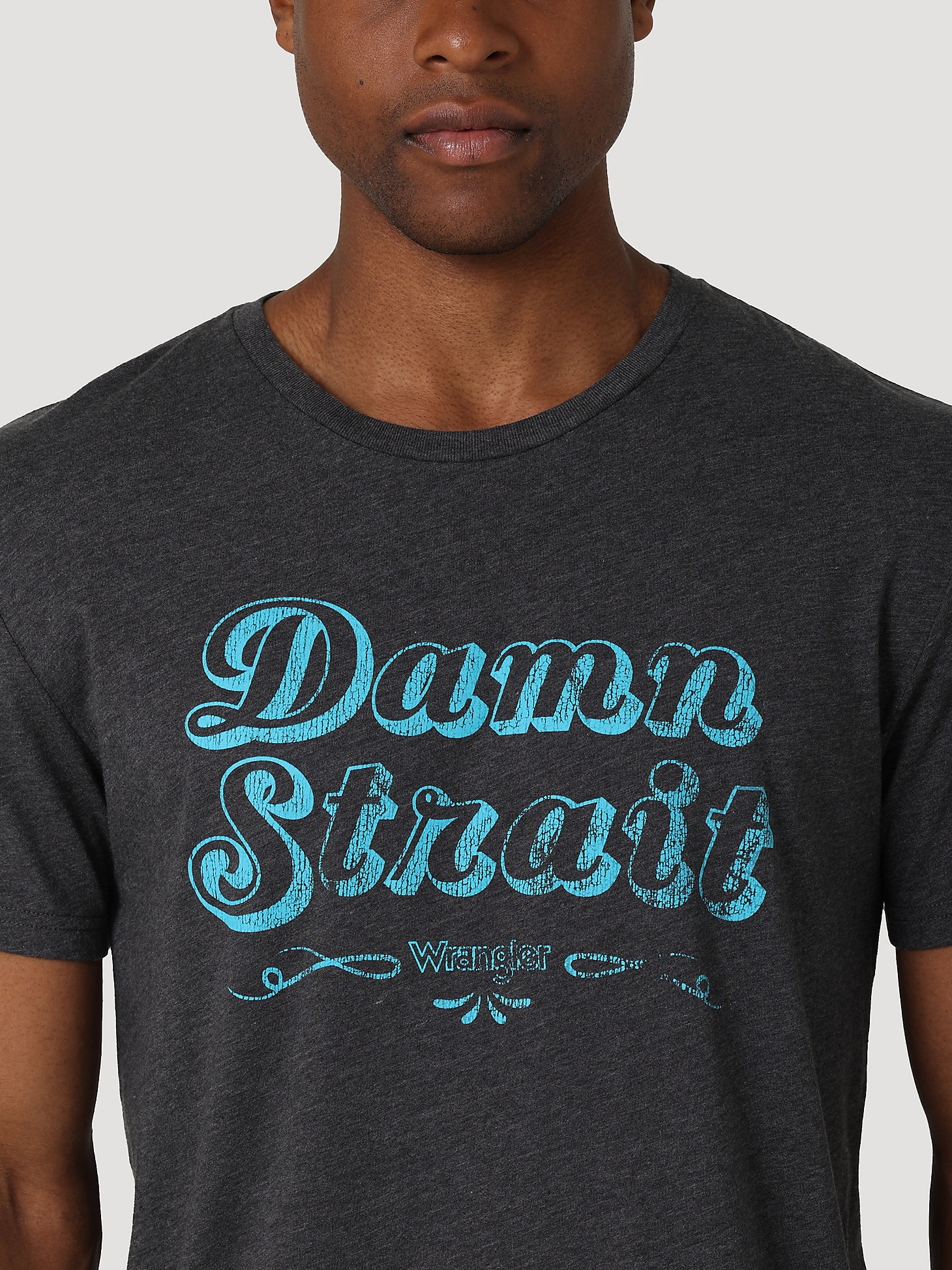 Men's George Strait Short Sleeve Damn Strait Graphic T-Shirt in Charcoal Heather alternative view 2