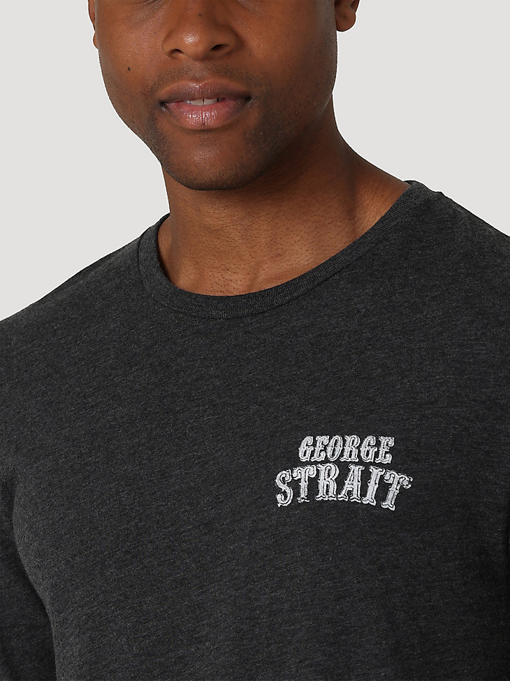 Men's George Strait Guitar Long Sleeve Graphic T-Shirt in Caviar Heather alternative view 2