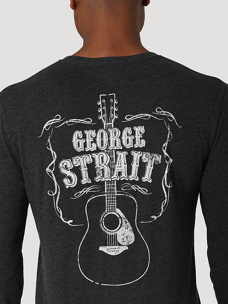 Men's George Strait Guitar Long Sleeve Graphic T-Shirt in Caviar Heather alternative view 3