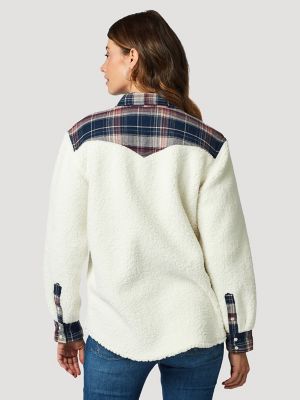 Women's Wrangler Retro Western Boyfriend Sherpa Shirt Jacket