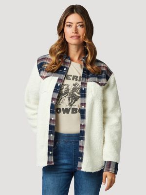 Wrangler Women's Retro Sherpa Lined Western Denim Jacket, L - 112317322