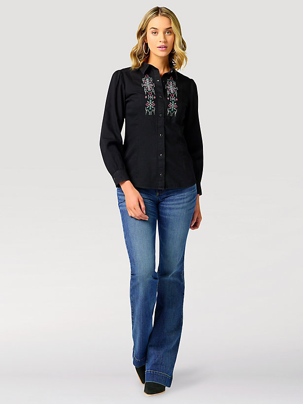 Women's Wrangler Retro Ornamental Twill Western Snap Shirt