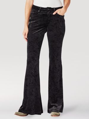 Women's Wrangler Retro® Velvet High Rise Trumpet Flare Jean in Black Velvet