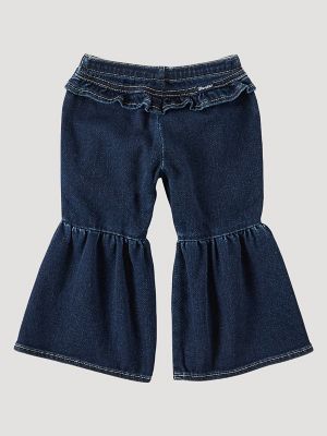 Kids Girls Stripe Side Denim Pants Bell- Bottom Stylish Flare