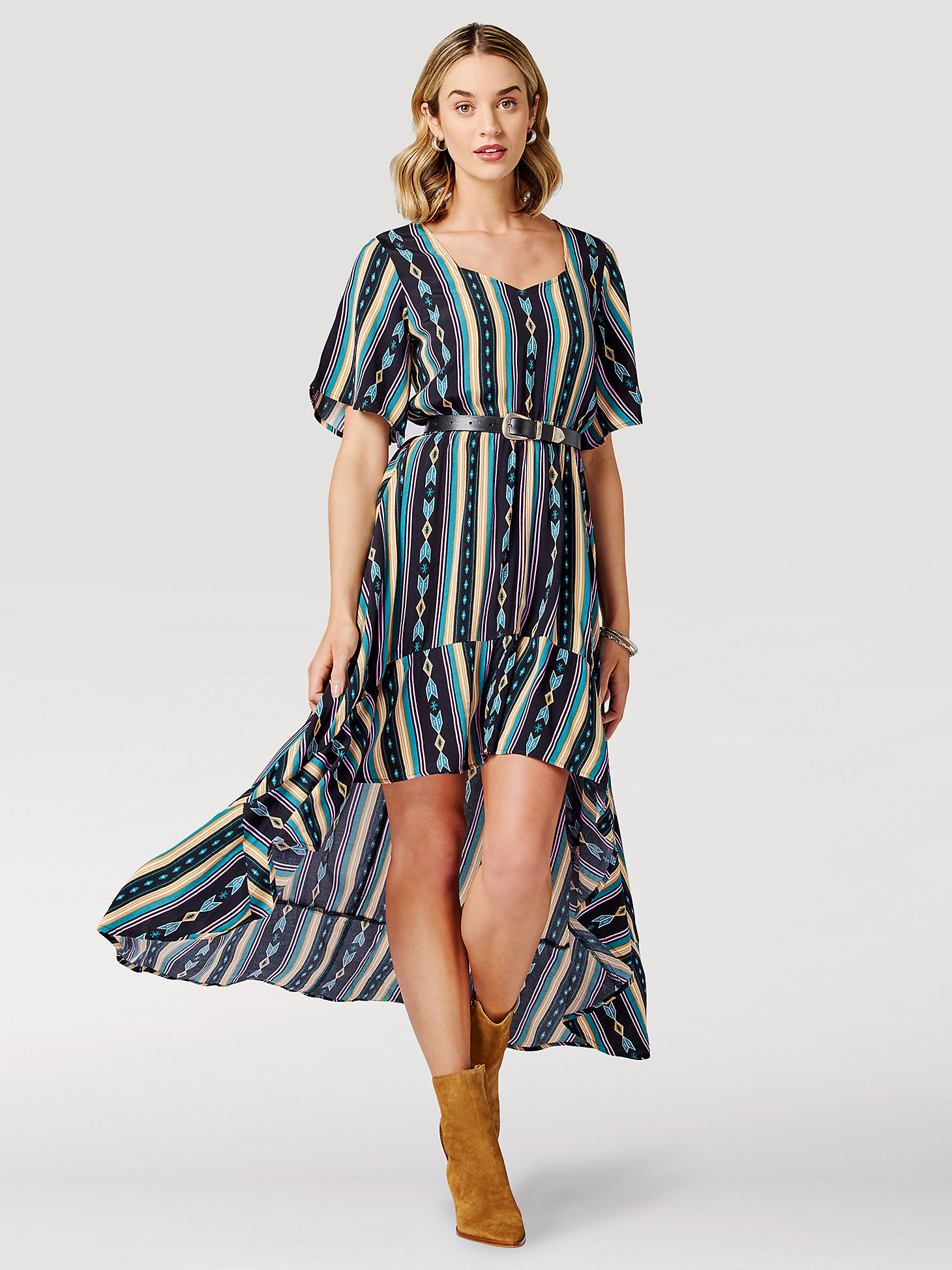 Women's Wrangler Retro® Southwestern High Low Dress in Char main view