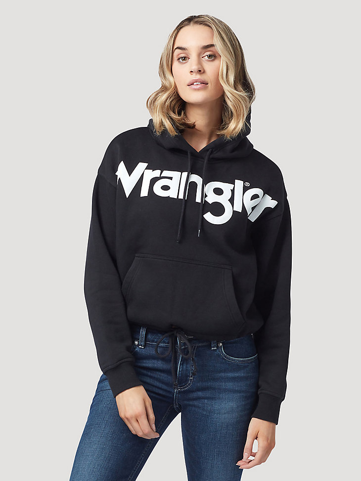Women's Wrangler Retro® Bold Logo Cropped Hoodie in Black Beauty alternative view