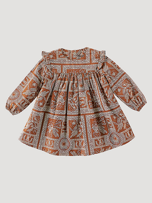 Little Girl's Wrangler Cacti Print Dress in Ochre