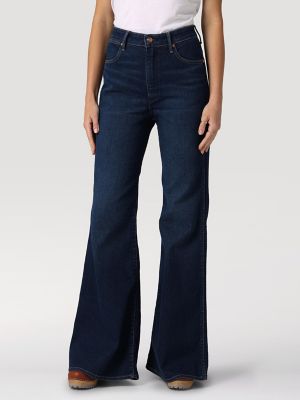 Free People Wrangler Wanderer 622 High Rise Flare Jeans in Blue