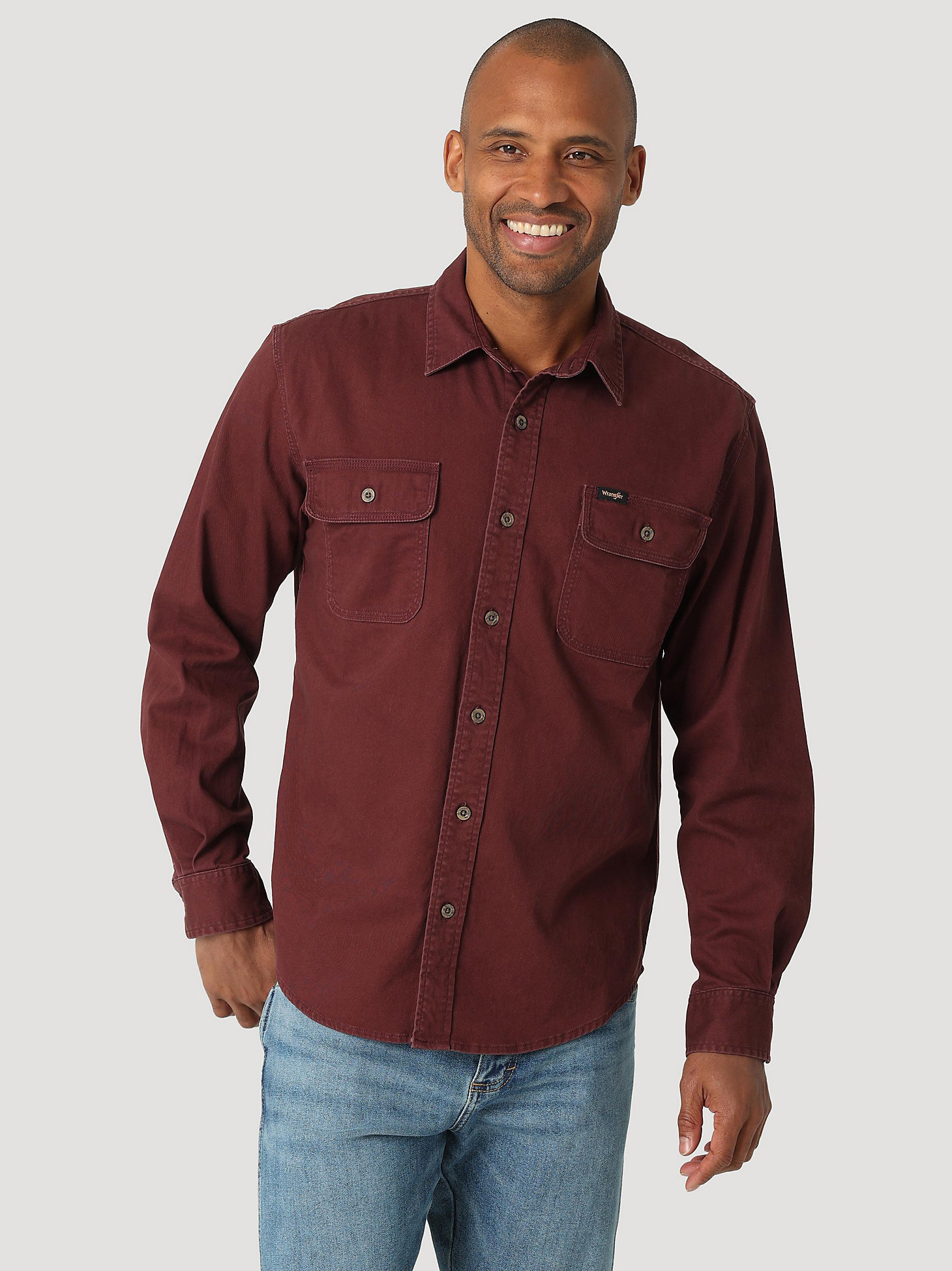 Men's Wrangler® Epic Soft™ Stretch Twill Shirt in Decadent Chocolate main view