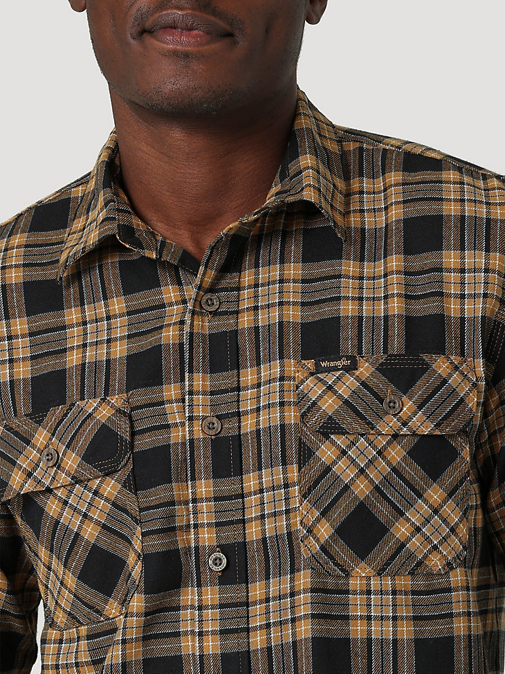 Men's Epic Soft Brushed Flannel Plaid Shirt in Bistre alternative view 2
