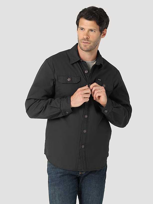 Men's Sherpa Lined Canvas Solid Shirt Jacket