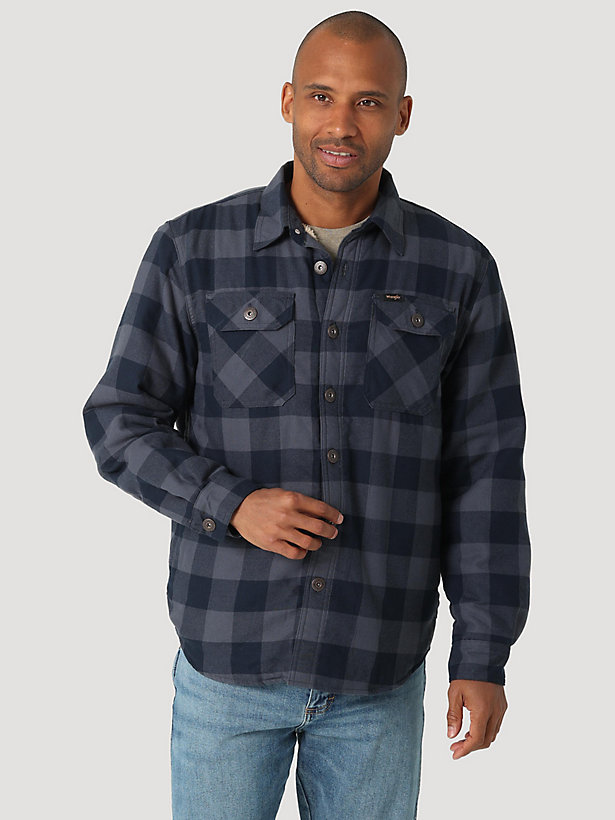Men's Wrangler® Brushed Cotton Sherpa Lined Shirt Jacket