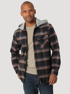 Men's Plaid Flannel Hooded Shacket