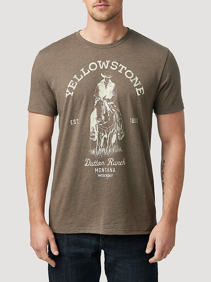 Wrangler x Yellowstone Men's Cowboy T-Shirt in Brown Heather alternative view