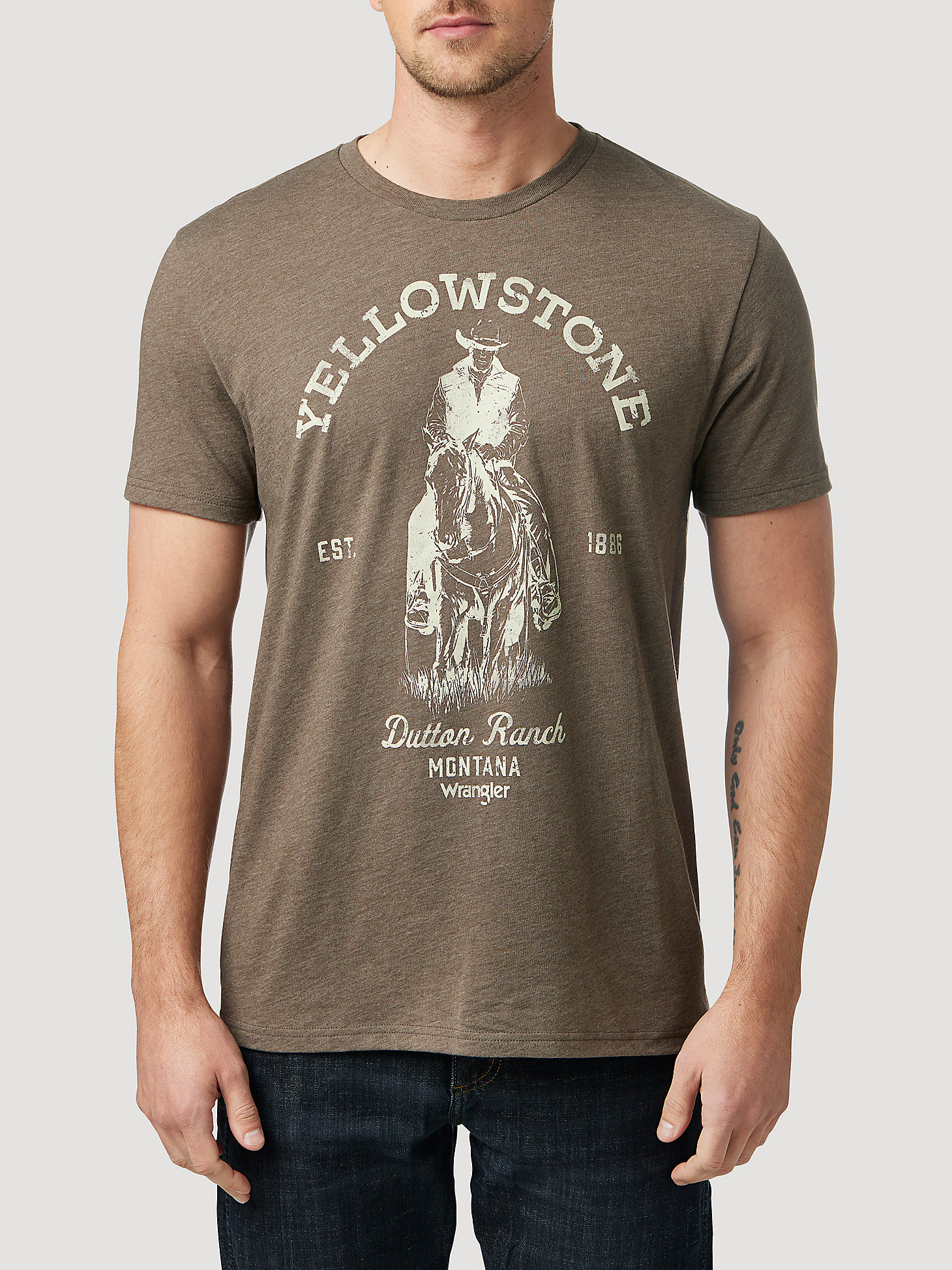 Wrangler x Yellowstone Men's Cowboy T-Shirt in Brown Heather alternative view 1