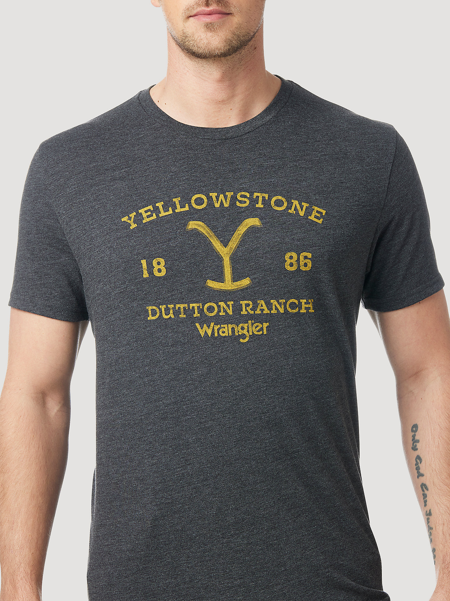 Wrangler x Yellowstone Men's 1886 T-Shirt in Caviar Heather alternative view 2