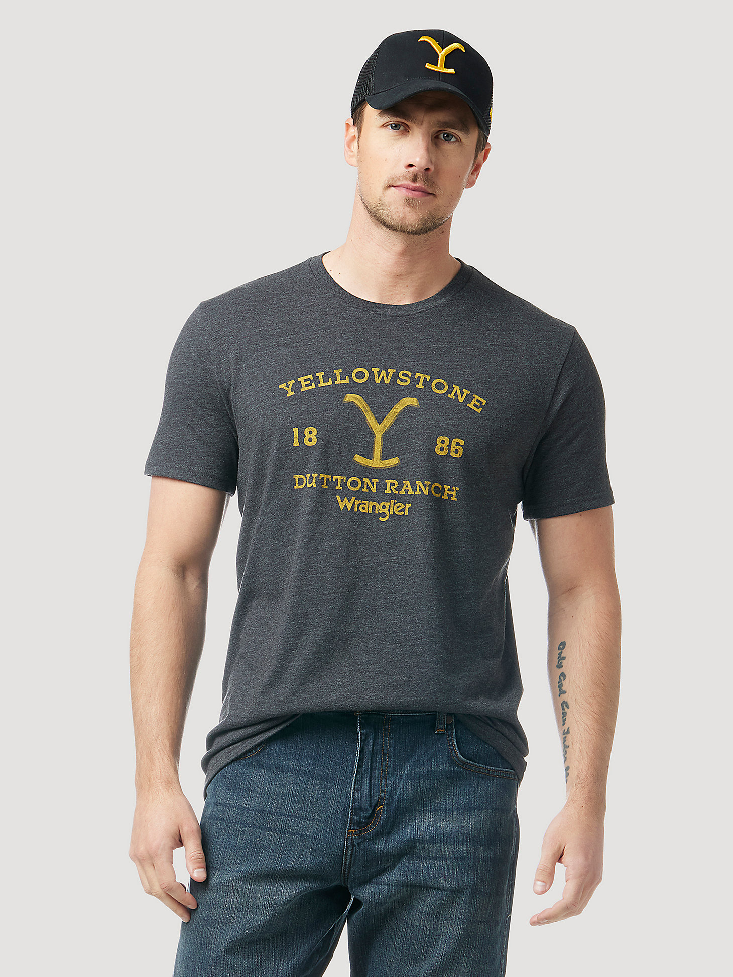 Wrangler x Yellowstone Men's 1886 T-Shirt in Caviar Heather main view