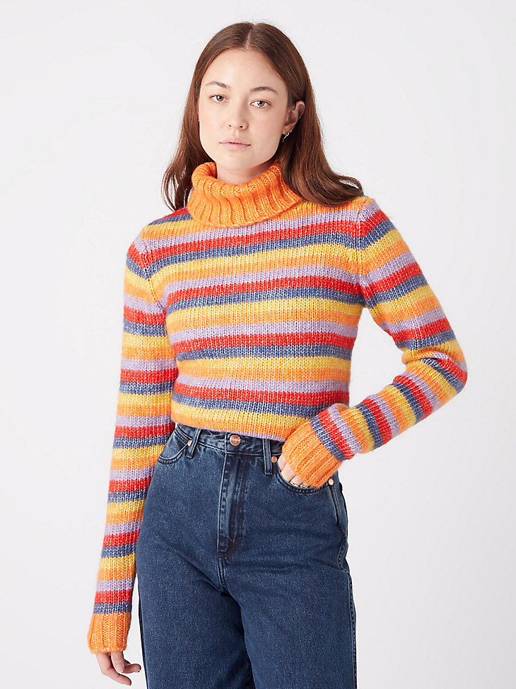 Women's Plush Stripe Sweater in Coral Rose alternative view