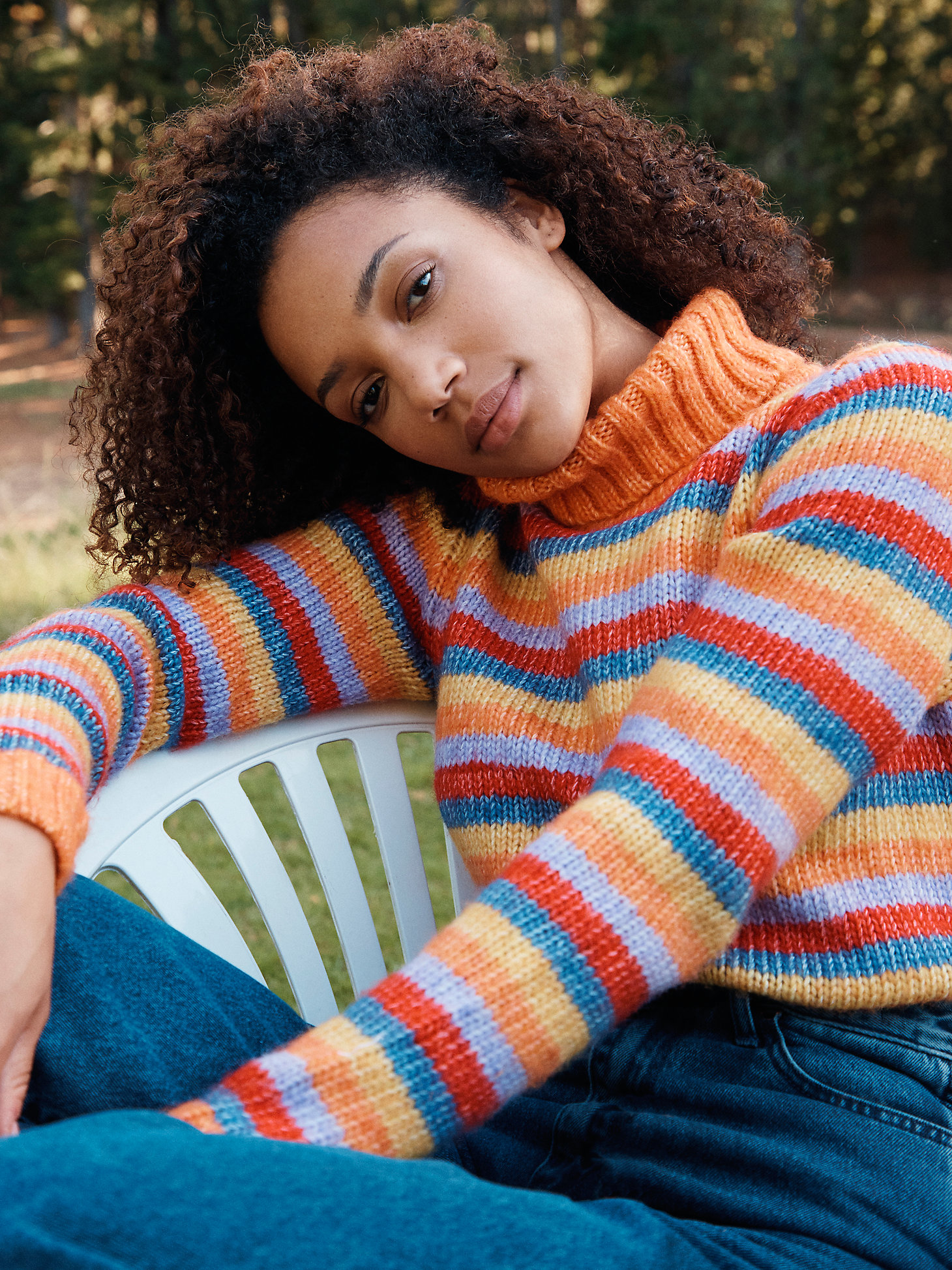 Women's Plush Stripe Sweater in Coral Rose alternative view 5
