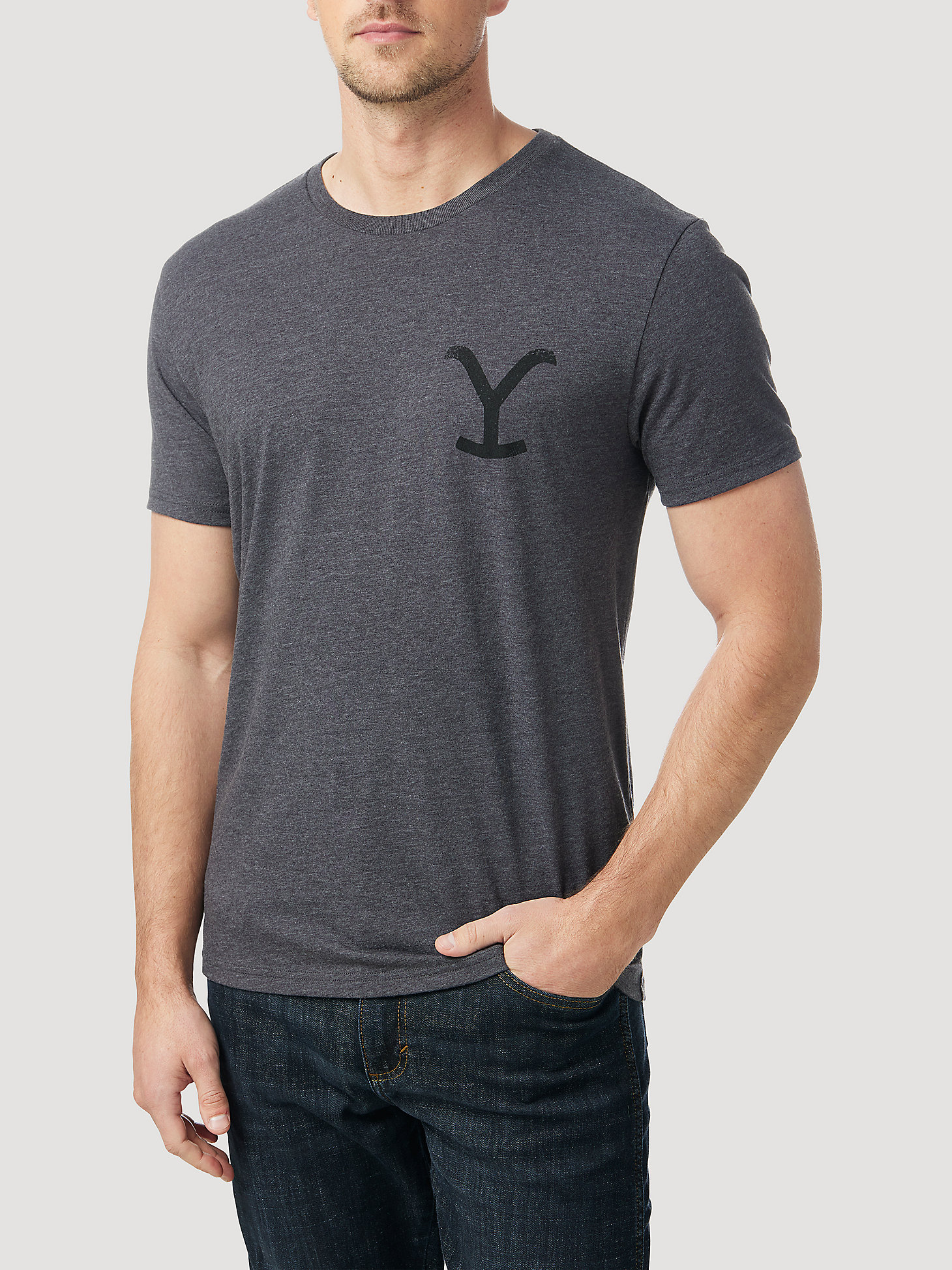 Wrangler x Yellowstone Men's Y Logo T-Shirt in Charcoal Heather alternative view 2