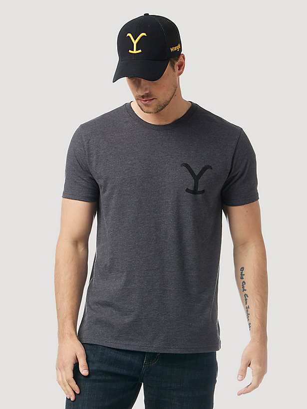 Wrangler x Yellowstone Men's Y Logo T-Shirt in Charcoal Heather
