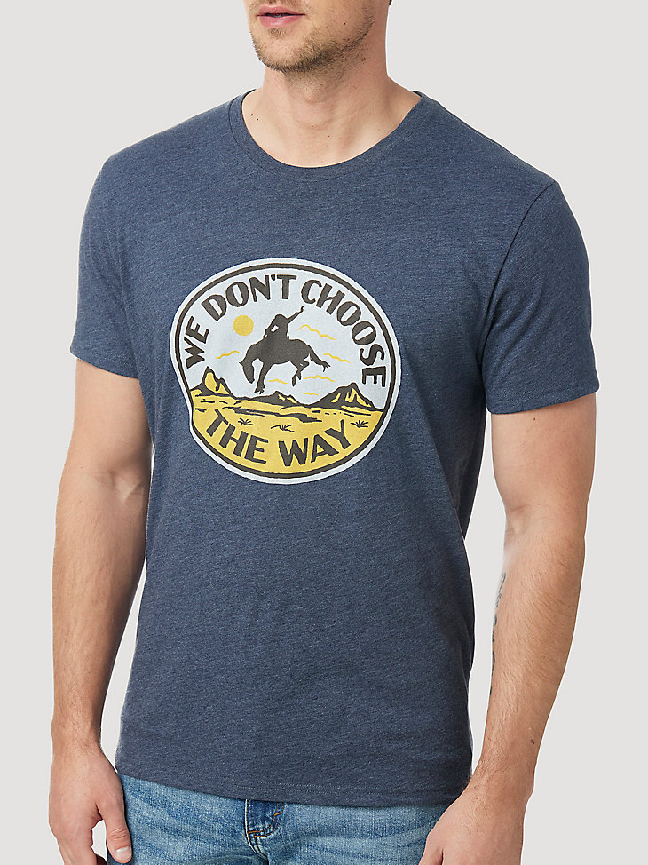 Wrangler x Yellowstone Men's We Don't Choose T-Shirt in Navy Heather alternative view 2